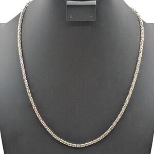Vintage 925 Sterling Silver Byzantine Bali Hook Clasp 23.5" Chain Necklace 38g